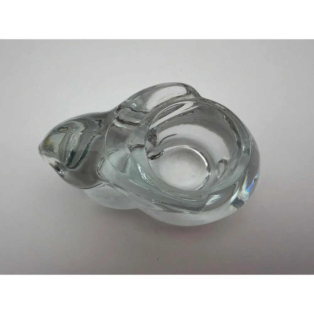 Clear‎ Glass Rabbit Bunny Votive Candle Holder Figurine Trinket Dish Home Decor